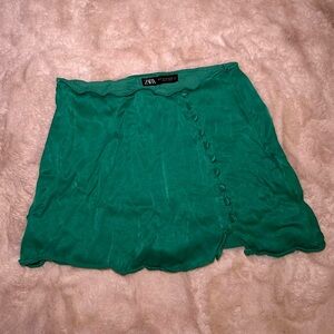 Zara Emerald Button-Down Mini Skirt